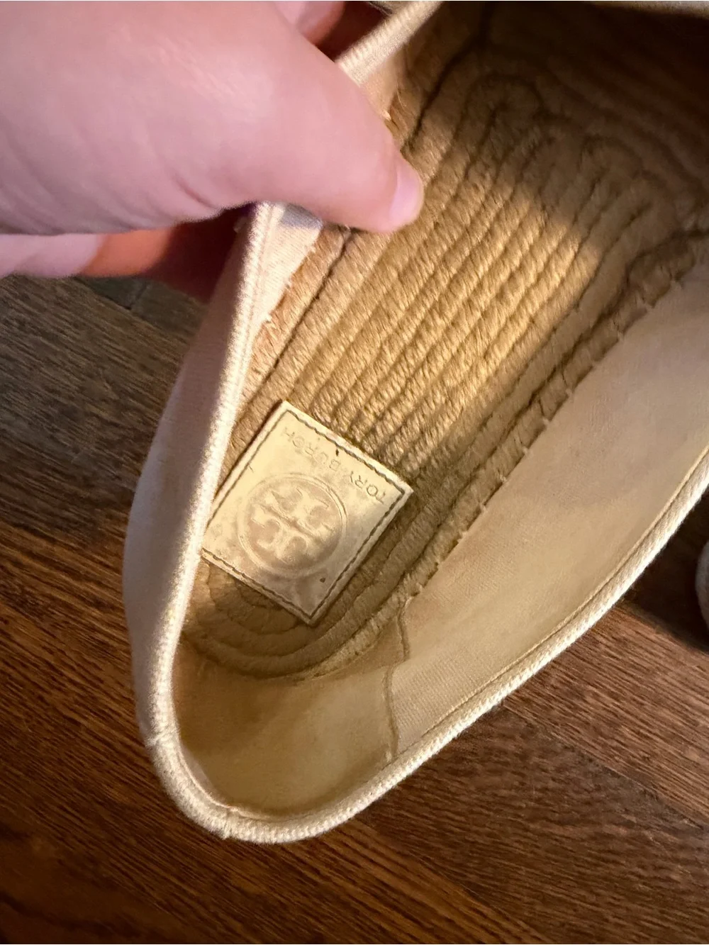 Tory Burch Beige Canvas Logo Espadrille Flats